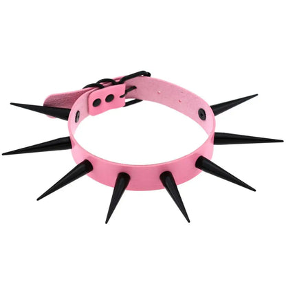 Big Long Spiked Choker Collar – Cool Punk Necklace for Women & Men, Metal Rave Festival Goth Jewelry