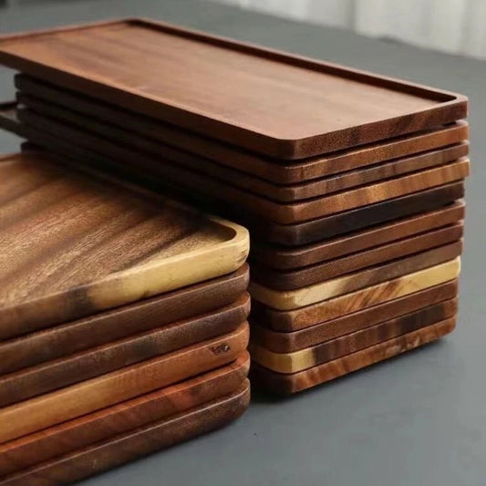 Natural Wooden Rectangular Tray — Fruit & Snack Serving Plate for Home, Hotel, Food Storage, and Decor
