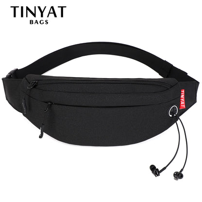 TINYAT Men Waist Bag: Casual Large Phone Belt Pouch - Canvas Travel Phone Bag for Women, Fanny Pack with 4 Pockets