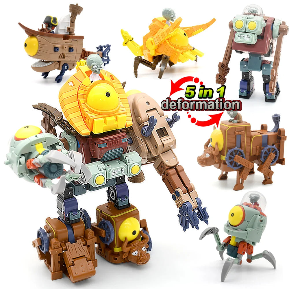 5-in-1 Plants vs Zombies Boss Robot Action Figure Set – PVC Educational Toy Gift for Kids