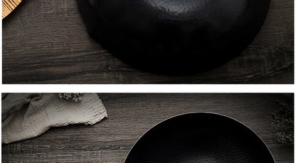Konco 32cm Cast Iron Wok – Non-Coated Chinese Cookware Pan for Gas & Induction Kitchen Use