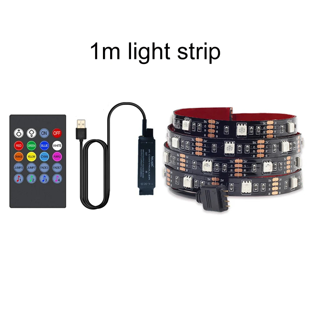 TV Backlight RGB LED Strip Light - Music Sync USB Powered for TV, Mirror & PC