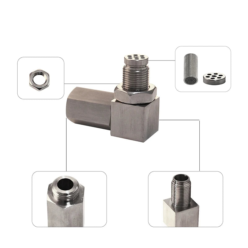 Universal O2 Oxygen Sensor CEL Eliminator - 90 Degree Angled Extender Spacer, M18 X 1.5 for Auto Car Repair
