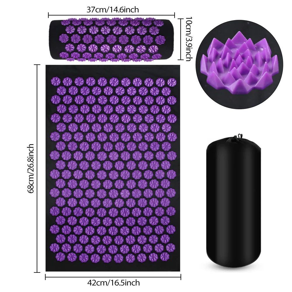 Pranamat Eco Lotus Spike Mat — Acupressure Massage Cushion for Neck, Back & Feet, Kuznetsov Applicator Yoga Therapy