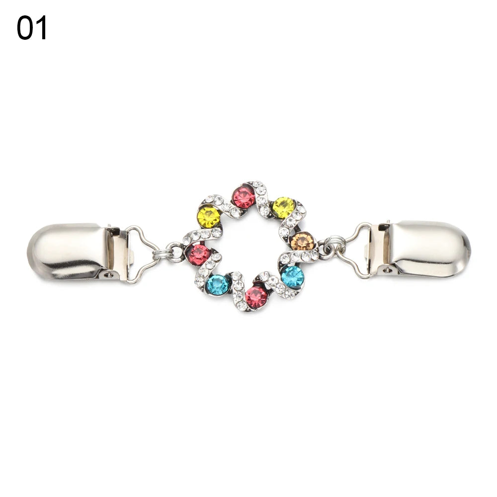 Retro Rhinestone Sweater Shawl Clasp - Antique Flower Duck Mouth Clothing Pin For Cardigans And Shirts