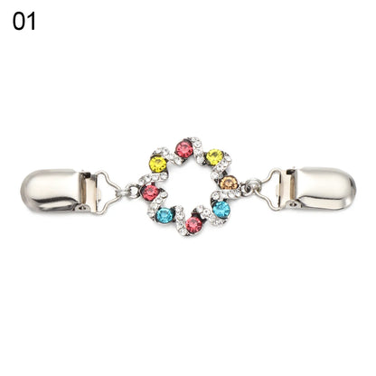 Retro Rhinestone Sweater Shawl Clasp - Antique Flower Duck Mouth Clothing Pin For Cardigans And Shirts