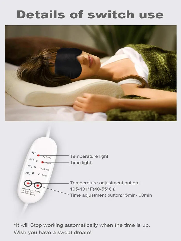 USB Heated Silk Eye Mask - Reusable Eye Massager for Sleeping, Puffiness, and Dark Circles - Eye Care with USB Heating