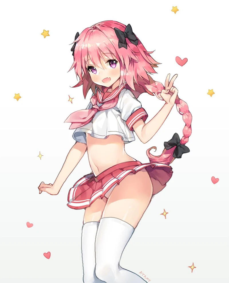 Fate Grand Order Astolfo Cosplay Costume – Fate Apocrypha Rider JK Uniform Sailor Suit Skirt for Women, Halloween