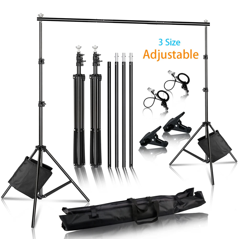 Photography Backdrop Stand Kit - Adjustable Photo Studio Background Support System with Carry Bag for Green Screen & Backdrops