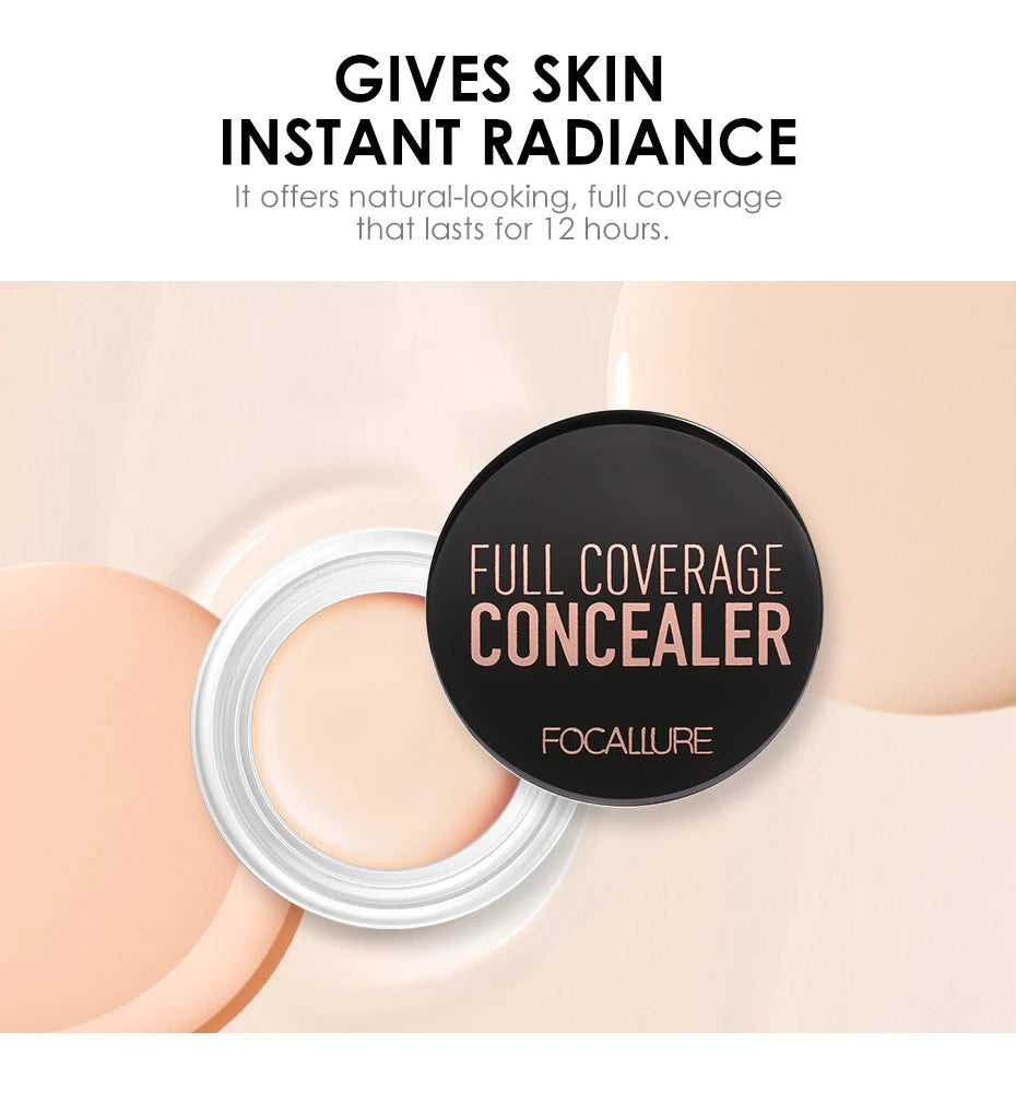 FOCALLURE Full Coverage Concealer Cream – Waterproof, Long-Lasting, Oil-Control & Lightweight Moisturizing Foundation Makeup