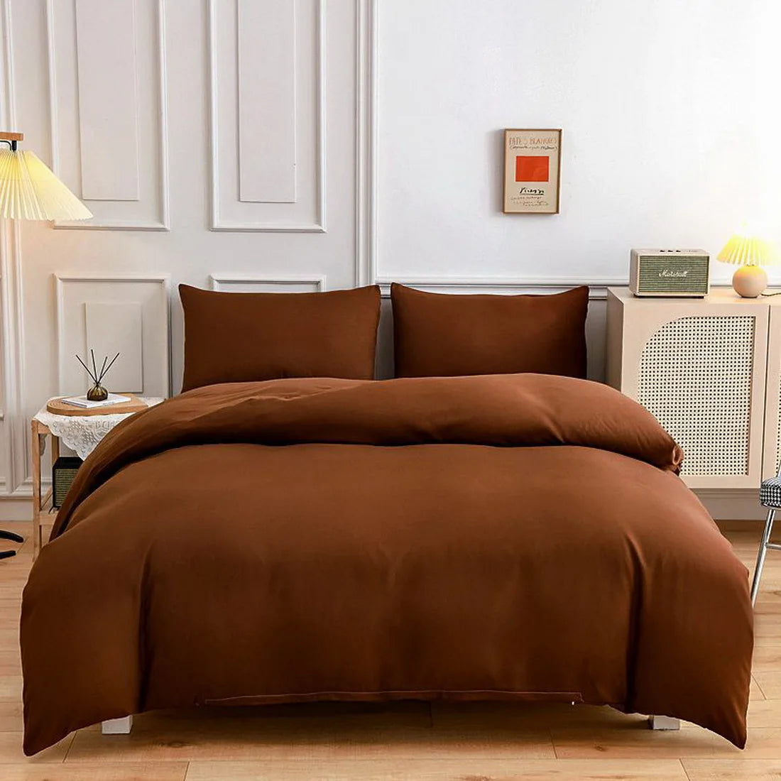 New Design Dark Green Bedding Set - Duvet Cover, Bed Sheet & Pillowcase, King/Queen/Full/Single Size (Excluding Filler), 3/4pcs