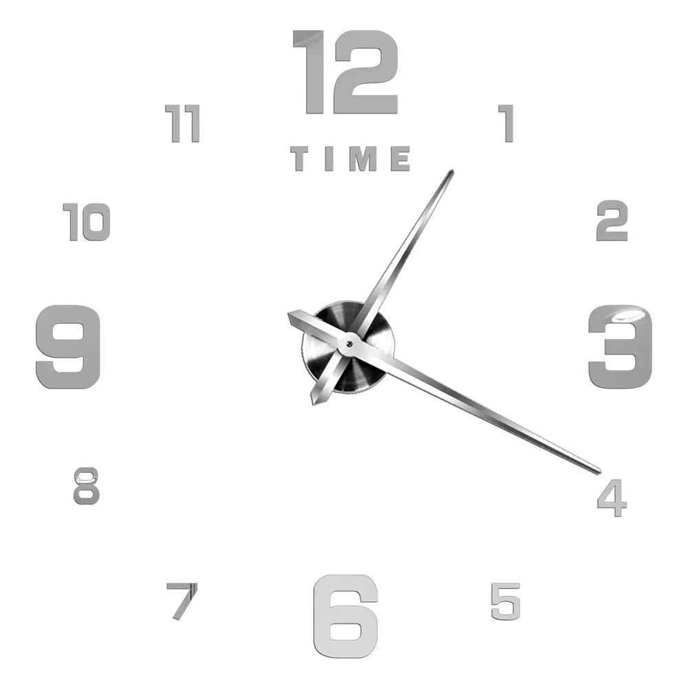 3D DIY Wall Clock - Modern Acrylic Mirror Sticker Quartz Clock For Living Room Decor With Silent Movement