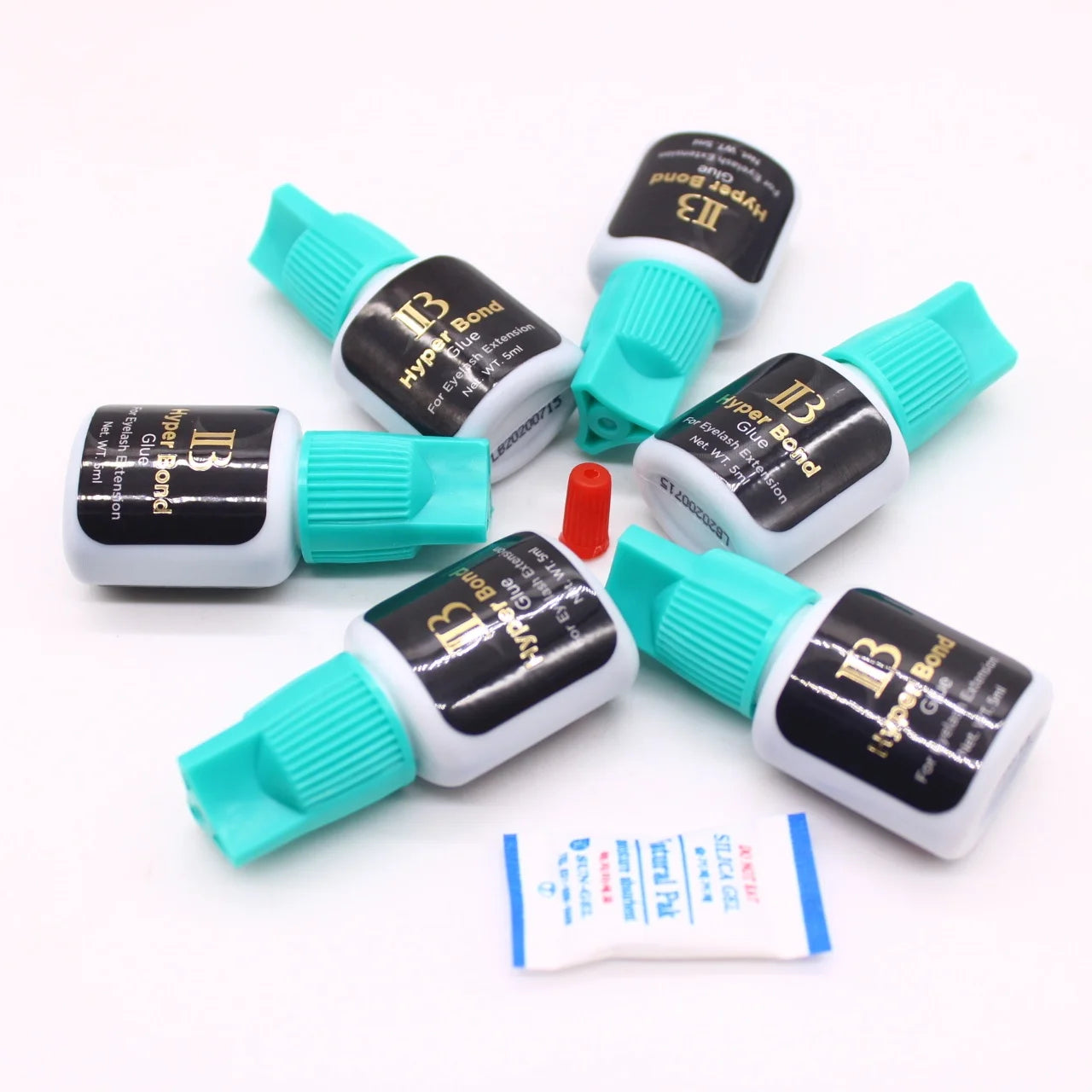 IB Hyper Bond Eyelash Extension Glue — 5/10 Bottles Korea 0.5s Fast-Drying Cyan Cap Adhesive for False Lashes and Makeup Tools