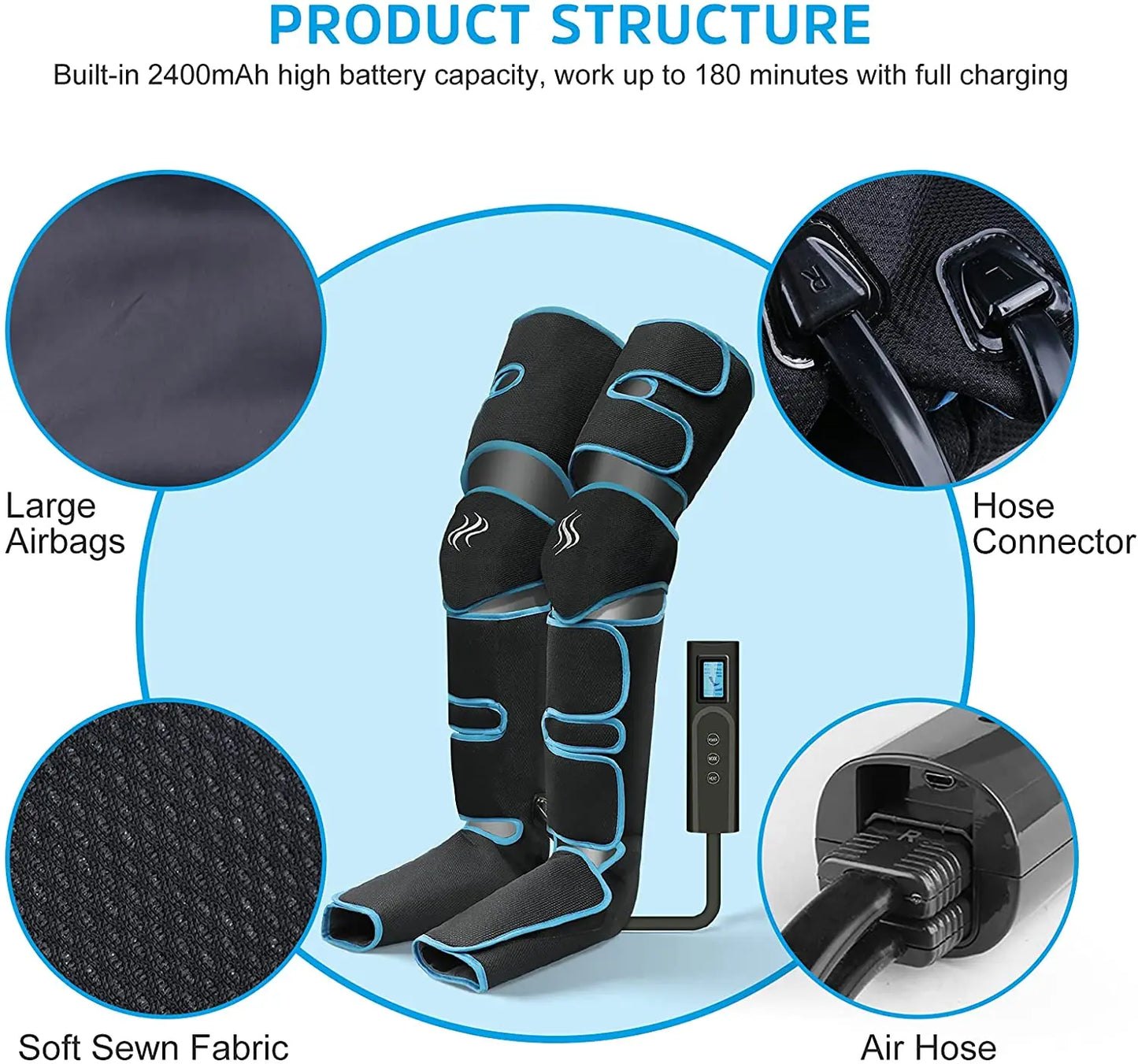 Revitalize and Relax: Electric Air Compression Leg Massager with Heated Air Wraps for Ultimate Pain Relief