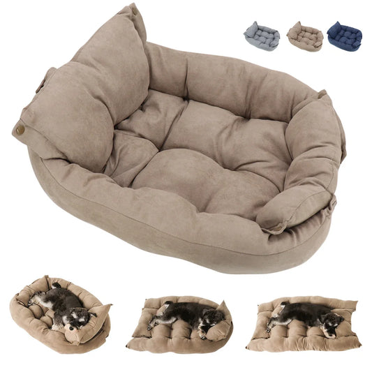 3-in-1 Multifunction Pet Bed – Soft Dog & Cat Cushion, Warm Winter Sofa Nest for Puppies & Kittens