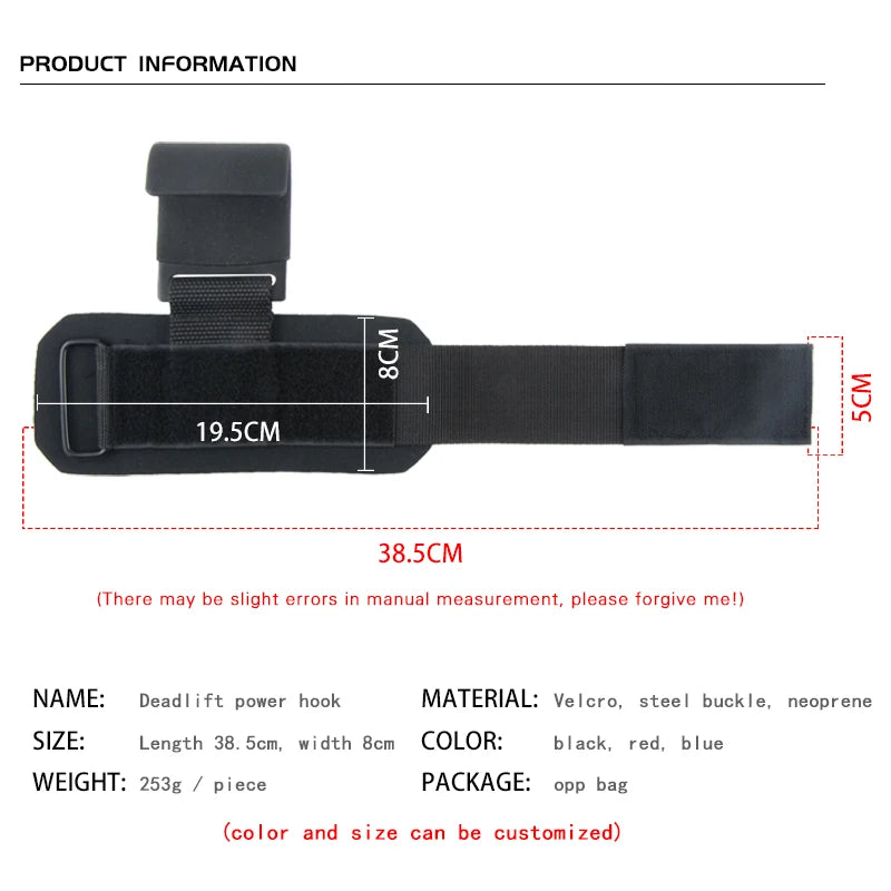 Weight Lifting Hook Grips with Wrist Wraps: Hand-Bar Wrist Strap for Gym Fitness - Pull-Ups Power Lifting Gloves, Weight Strap Support