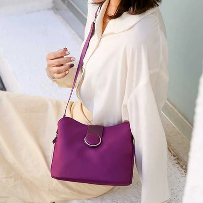 Vintage Waterproof Nylon Shoulder Bag for Women – Simple Crossbody Messenger Bag for Daily Use & Travel