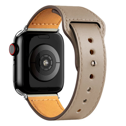 Leather Band for Apple Watch Ultra 2 – Compatible 49mm/45mm/44mm/41mm/40mm/38mm, Wrist Bracelet Strap for iWatch Series 3–9, SE, 4, 5, 6, 7, 8 & 9