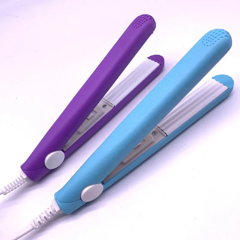 Mini Pink Hair Iron – Electric Curling Iron with Corrugated Plate for Styling and Curls