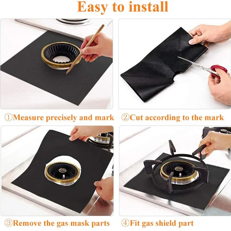 Gas Stove Protector Mats – 1/4/6/8PCS Cooker Liner for Kitchen Stovetop Cleaning
