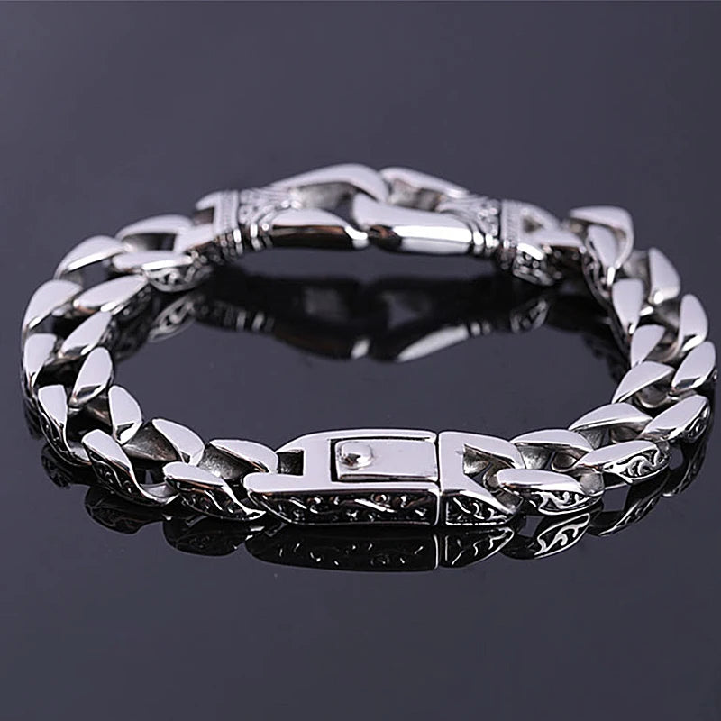 Ethnic Wind Dragon Bracelet – Vintage Silver Plated Cuff Bangle, Motorcycle Riding Charm Jewelry Gift for Men