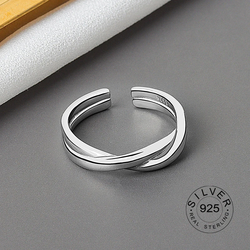 925 Sterling Silver Women’s Open Wave Ring – Irregular Wide Noodle Design Gift