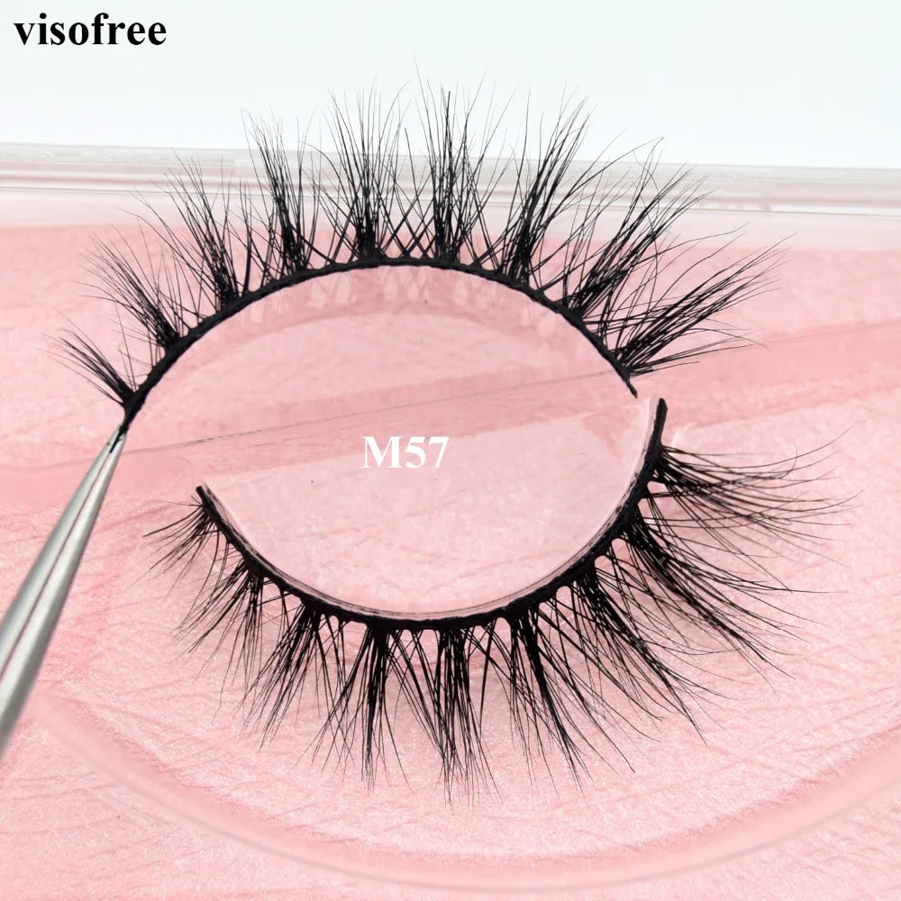 Visofree 3D Mink Eyelashes – Thick Handmade Full Strip Cruelty-Free False Lashes for Makeup M56