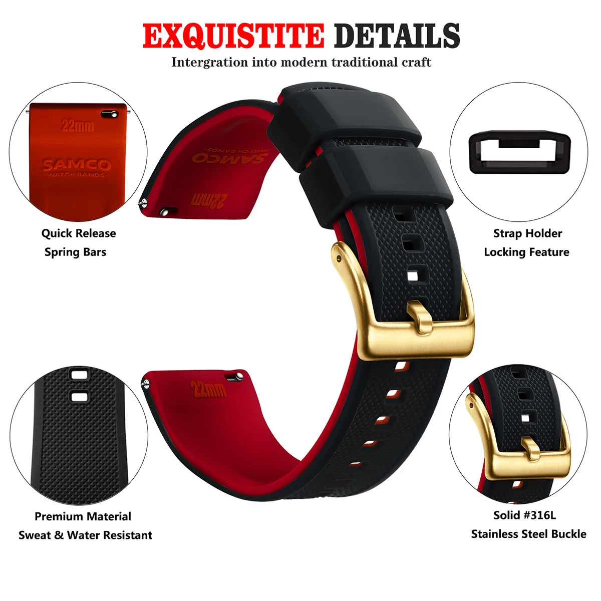 Premium Silicone Watch Band – Quick Release Rubber Strap, 18mm 20mm 22mm Replacement Watchband