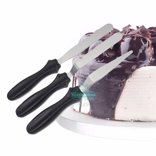 Small 3-Piece Cranked (Angled) Spatula Palette Knife Set — Icing, Fondant & Cake Decorating Tools