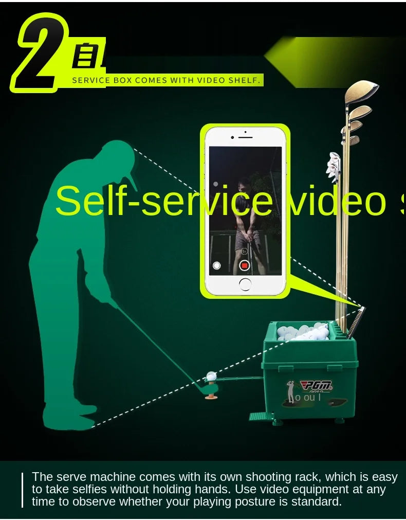 PGM Semi-Automatic Golf Ball Machine – ABS Automatic Ball Dispenser, Golf Clubs Holder, Training Service Equipment