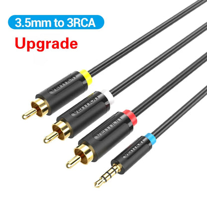 Vention 3.5mm to 3 RCA Audio Cable - Male to Male Aux Adapter for Android TV Box, Speakers, iPod & Audio Devices