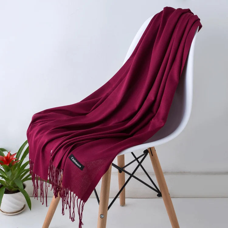 Desgine Solid Cashmere Scarf – Warm Autumn Winter Shawl Wrap with Tassels, Unisex Pashmina for Women and Men 2024