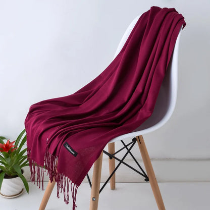 Desgine Solid Cashmere Scarf – Warm Autumn Winter Shawl Wrap with Tassels, Unisex Pashmina for Women and Men 2024
