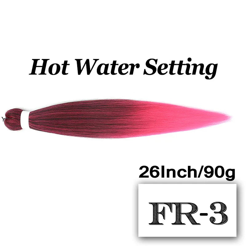 26-Inch Pre-Stretched Braiding Hair Extensions – Synthetic Afro Crochet Braids for DIY, Jumbo Braid in Purple, Pink, Peach & Red