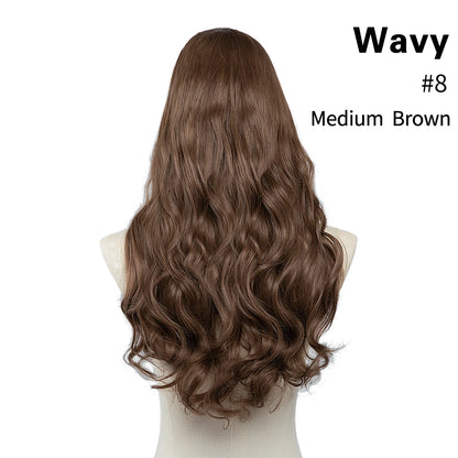 Synthetic U-Part Clip-in Hair Extensions – Long, Straight, Thick Blonde Hairpieces (16, 20, 24 Inch)