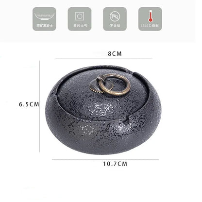 Ceramic Ashtray with Lid - Round Living Room Anti-Fly Ash Cigar Ashtray for Home Decor, Ideal Boyfriend Gift