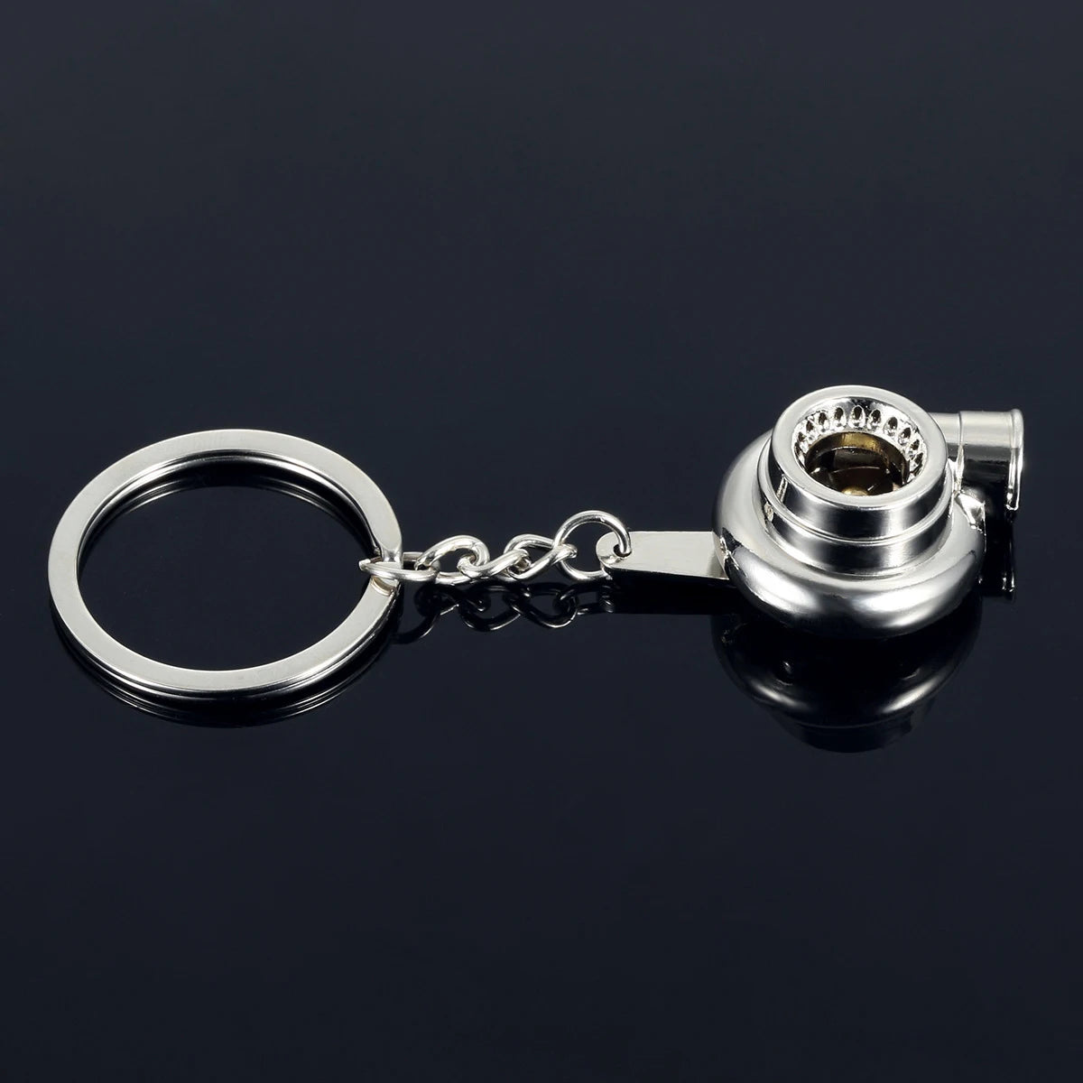 Mini Turbocharger Keychain - Spinning Turbine Keyring for Car Interior Accessories & Key Fob
