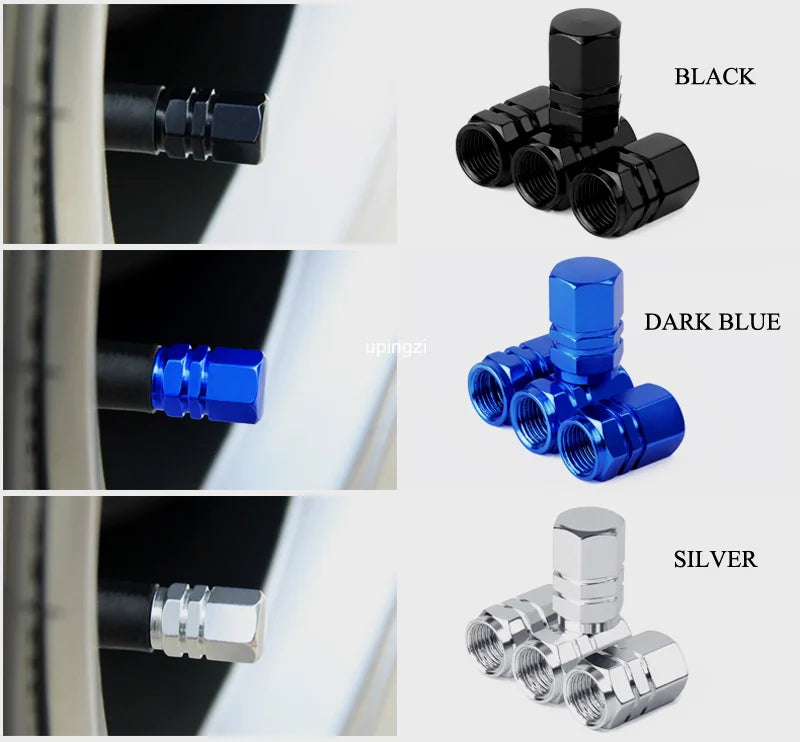 Aluminum Alloy Tire Valve Caps - Waterproof Car Wheel Rim Stem Covers for Automobiles, Motorcycles, Trucks, and Bikes - Air Dust Protection