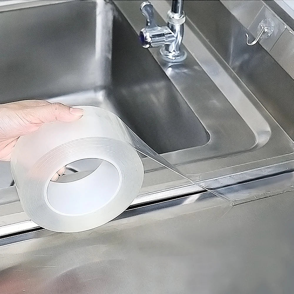 Home Kitchen Sink Gap Seal Tape – Strong Self-Adhesive Waterproof Transparent Tape for Bathroom & Water Seal Tool