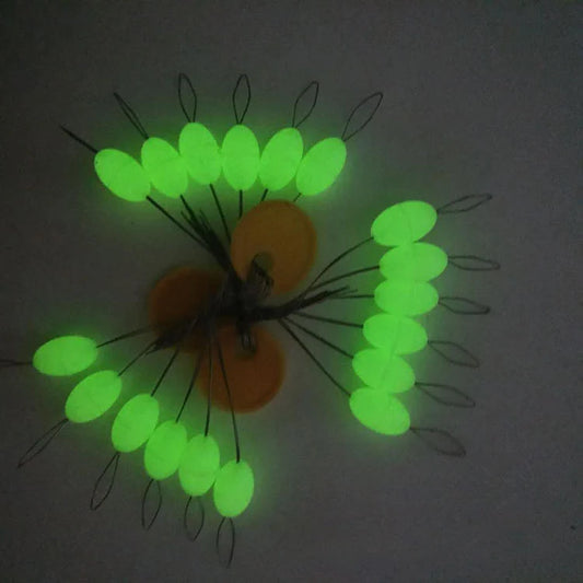 30Pcs Luminous Oval Fishing Floats - Easy Stopper Space Beans for Night Carp Fishing Rigs