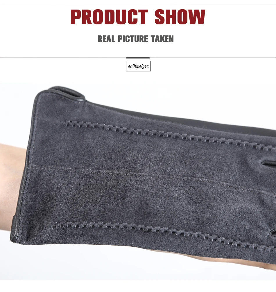 Women’s Winter Touch Gloves – 50% Genuine Leather & 50% Suede, Colorful Warm Leather Gloves
