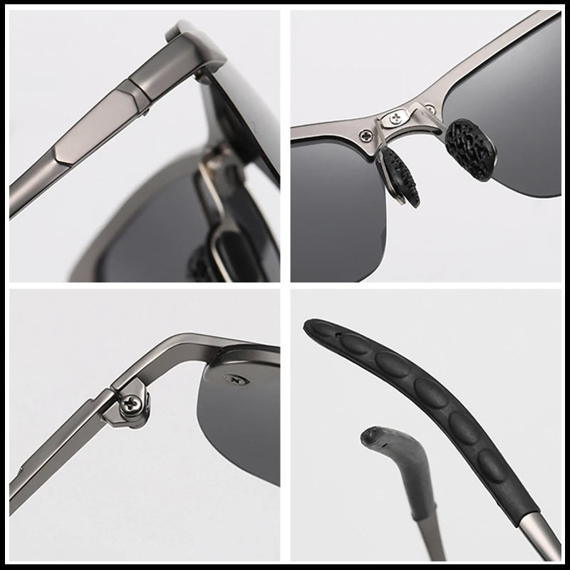 Enhanced Vision: FUQIAN Vintage Metal Polarized Sunglasses - Photochromic Lens, Ideal for Men and Women, Night Driving Sun Glasses