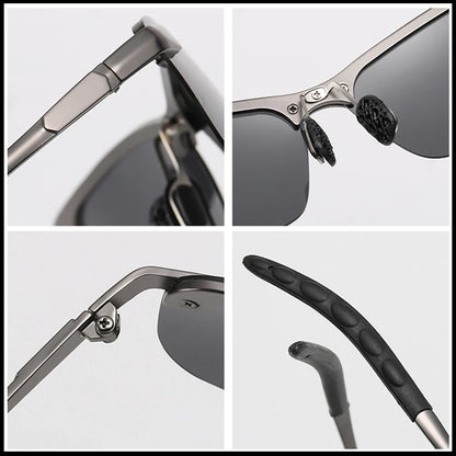 Enhanced Vision: FUQIAN Vintage Metal Polarized Sunglasses - Photochromic Lens, Ideal for Men and Women, Night Driving Sun Glasses