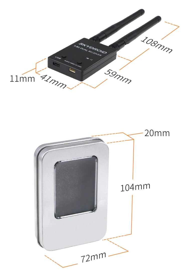 Skydroid 5.8GHz 150CH True Diversity FPV Receiver – UVC OTG for Android Smartphones, Tablets & VR Headsets