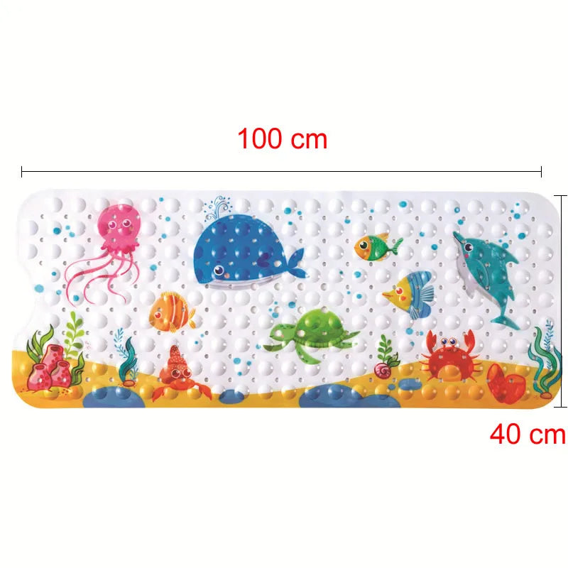 Large Cartoon PVC Bath Mat – Anti-Slip Shower & Bathtub Mat with Suction Cups, Soft Massage Pad for Kids & Elderly