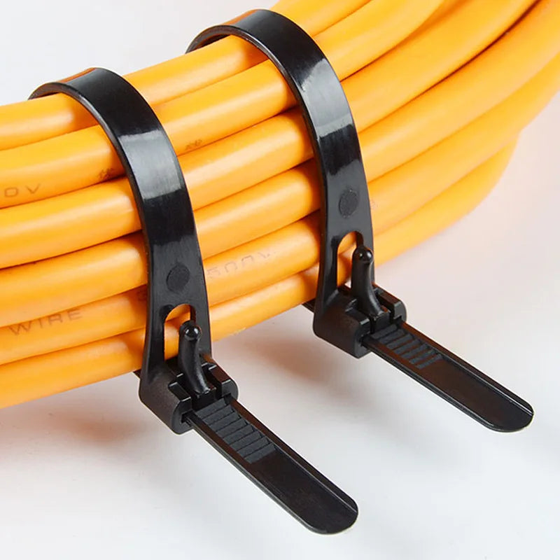 20pcs Plastic Reusable Cable Zip Ties: 8/10 Inch, 8*200/250/300/450 Sizes - Releasable Nylon, Recyclable Detachable Bundle
