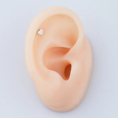 5pcs ASTM F136 Titanium Heart & Round Labret Piercing Set – Flat Monroe Lip Rings for Cartilage, Helix & Tragus Piercings