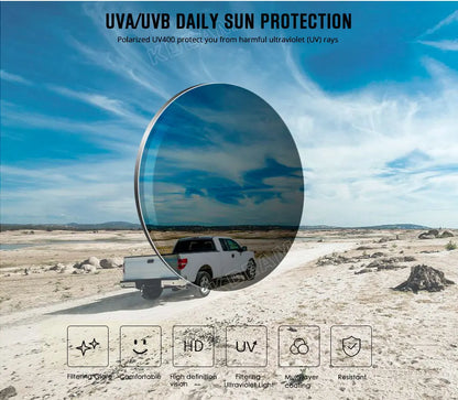 KDEAM Photochromic & Polarized Sunglasses - Category 3 Polarization, Unique Frame Surface Eyewear for Men & Women with Case