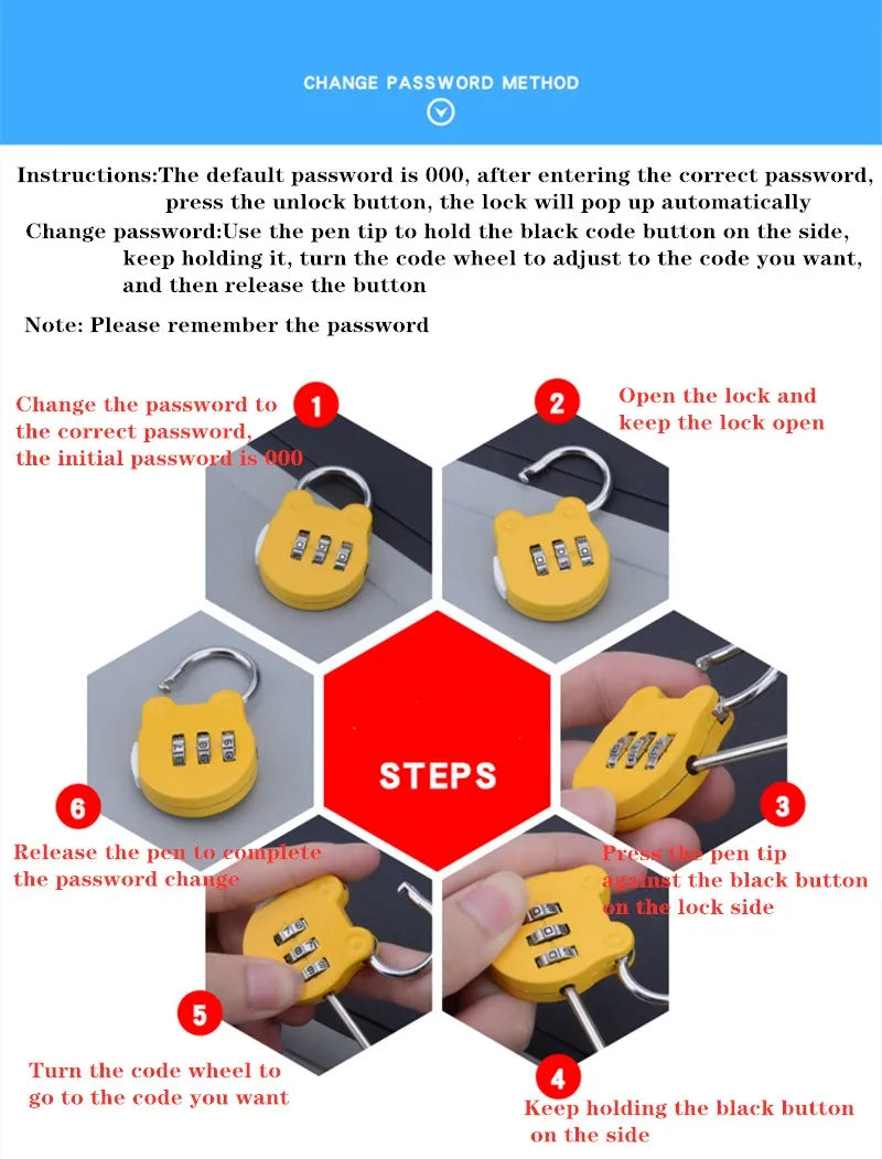 KK&FING 3-Digit Combination Padlock – Luggage, Gym Locker, and Drawer Safe Lock for Travel and Security