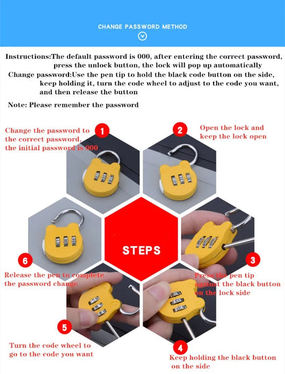 KK&FING 3-Digit Combination Padlock – Luggage, Gym Locker, and Drawer Safe Lock for Travel and Security